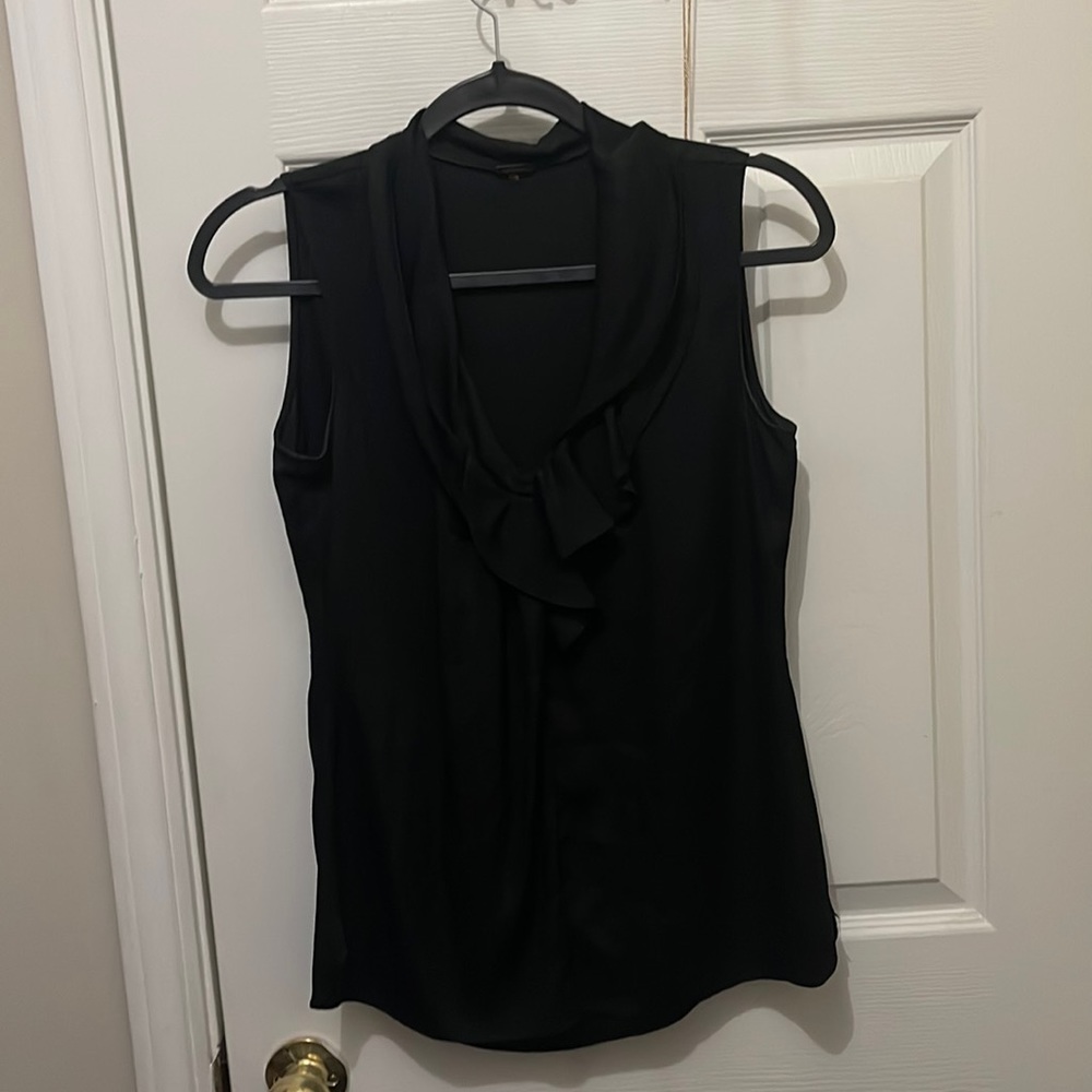 Elie Tahari Silk Womens Blouse Top Shirt Size XS Blend Black Sleeveless. Ruffles